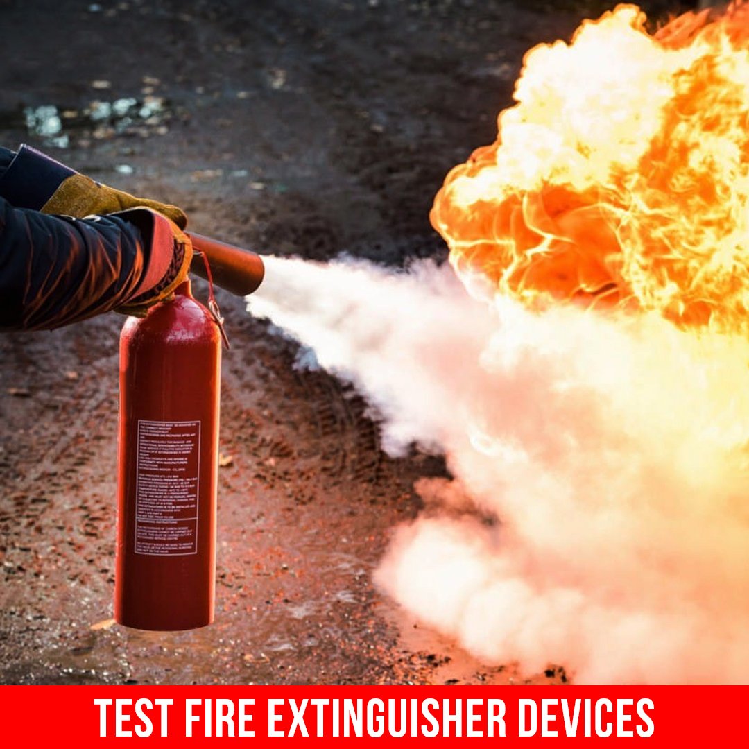 Test fire extinguisher devices